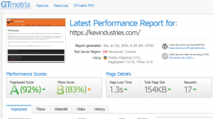 GTMetrix screenshot